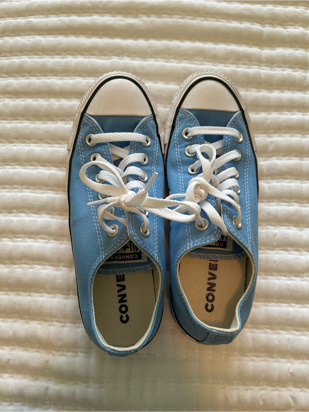Converse Women’s Low Top Canvas Sneakers in Sky Blue and White